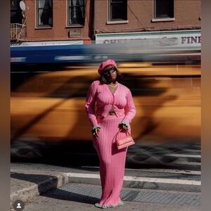 FUMI THE LABEL DAHLIA SKIRT SET IN PINK SIZE SMALL